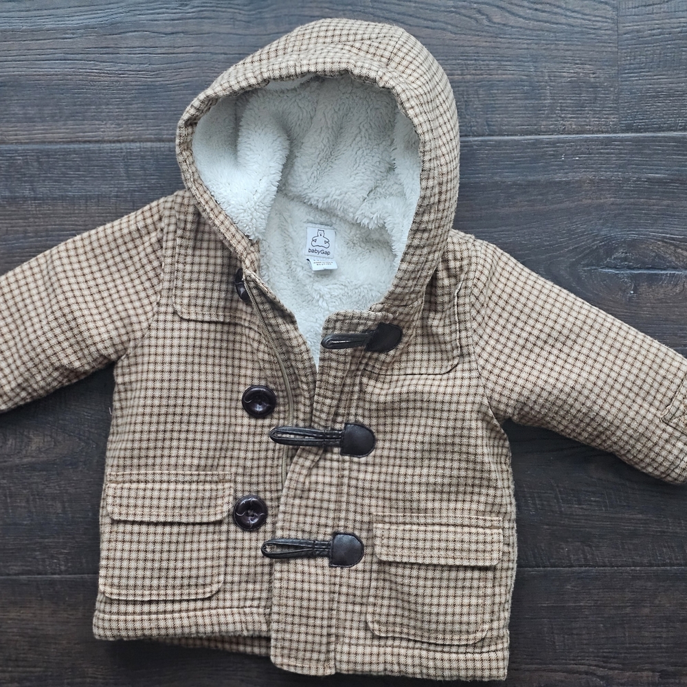 GAP Checkered Tan Kids Jacket with Hood